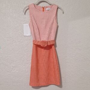 Calvin Klein Orange and White Mini Dress
